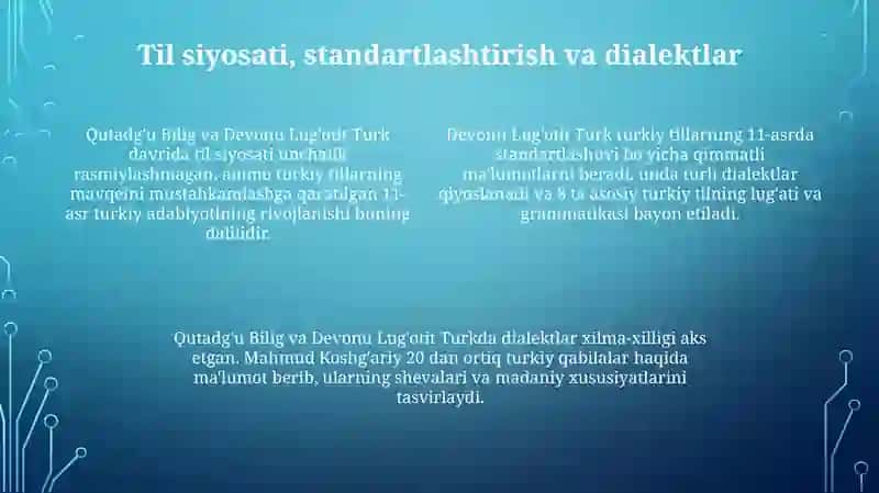 Qutadg‘u Bilig va Devonu Lug'otit Turk asarlari sotsiolingvistik tahlillar 4