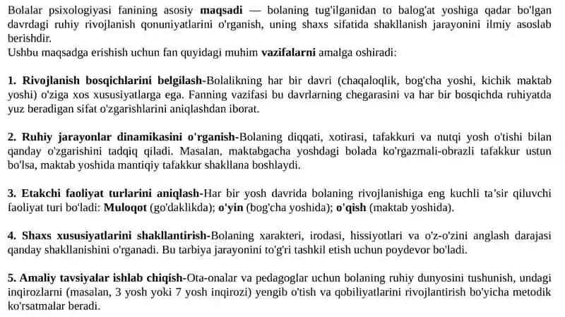 Maktabgacha yoshdagi bolalar psixologiyasi fanining maqsad va vazifalari. Fanni o'qitishda qo'llaniladigan metodiklar.pptx 4