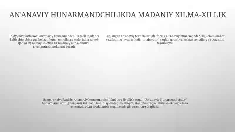 Anʼanaviy Hunarmandchilik 4