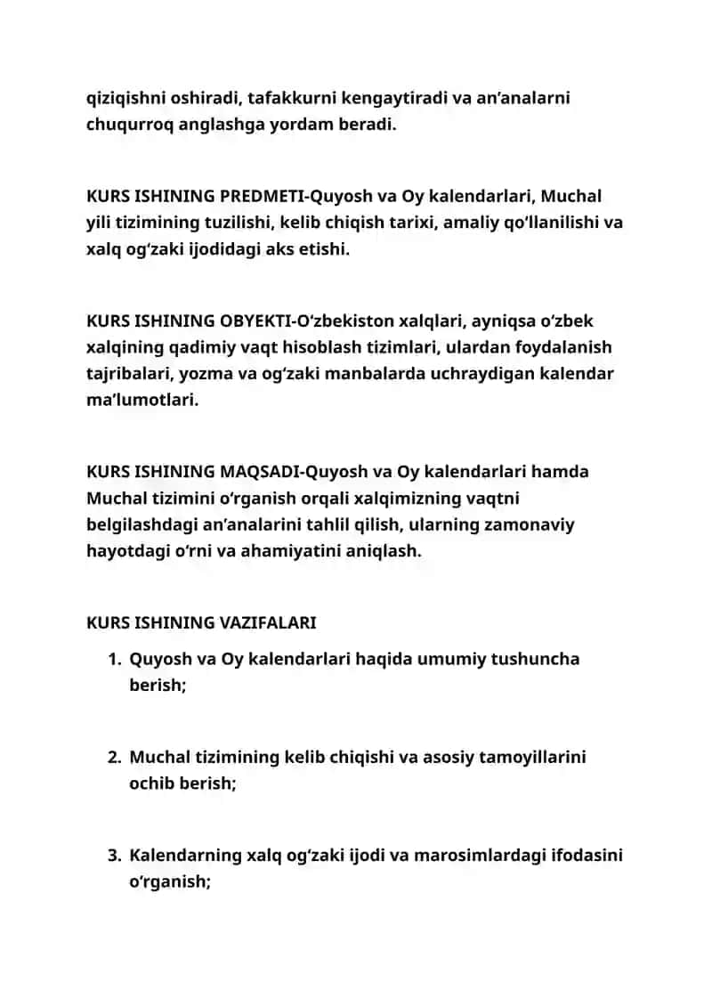 Kurs ishi Quyosh va oy kalendari 4