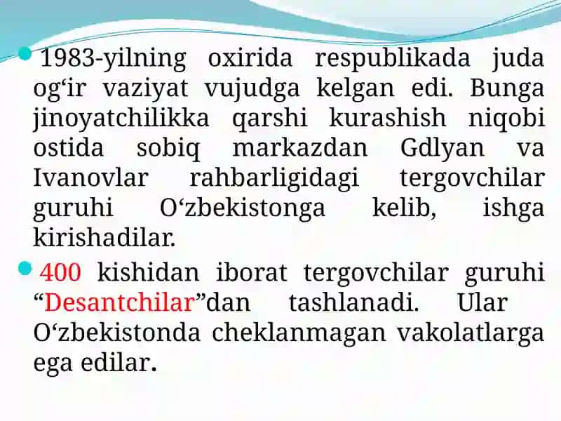 O‘zbekistonning Mustaqillikka Erishishi Arafasidagi Ijtimoiy-Siyosiy va Iqtisodiy Ahvoli 4