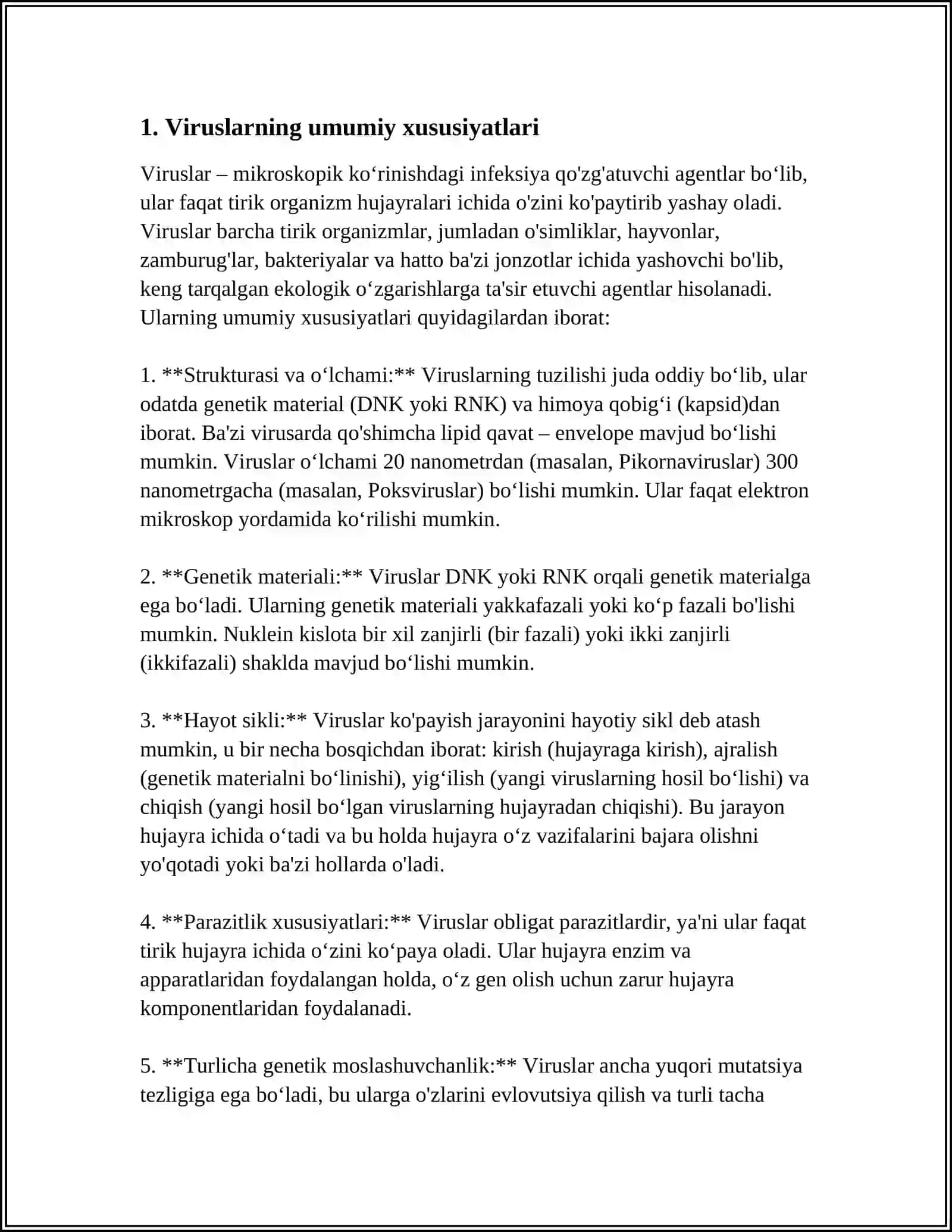 VIRUSLAR. PROKARIOT VA EUKARIOT HUJAYRALAR. ULARNING OʻZIGA XOS UMUMIY TUZILISHI V FARQLARI. EUKARIOT HUJAYRALARNING ULTRASTRUKRAVIY TUZILISHI. HUJAYRA MEMBRANASINING NOZIK TUZILISHI VA HUJAYRAGA MODDALARNI KIRISHI 4