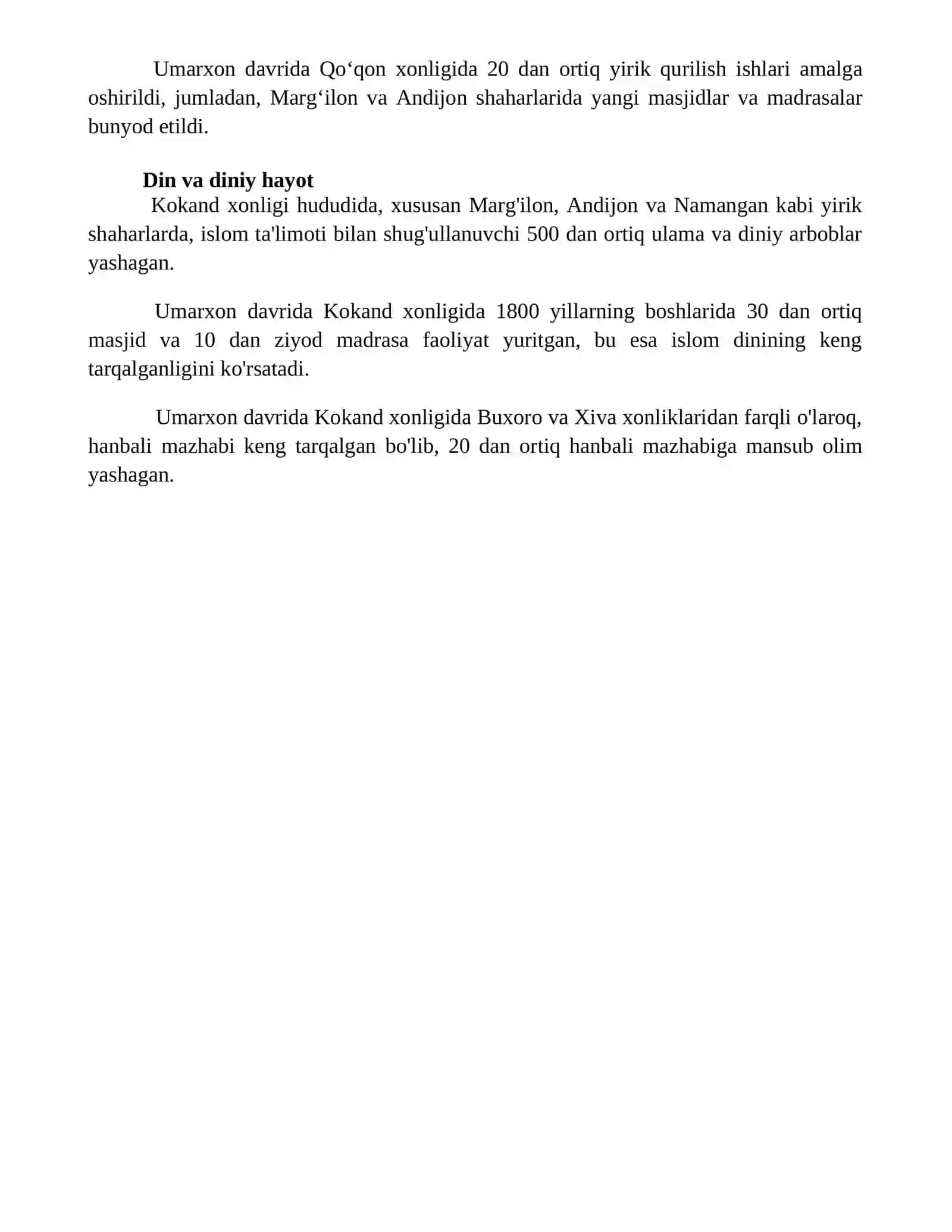 Umarxon hukmronligi davrida qo’qon xonligi 4