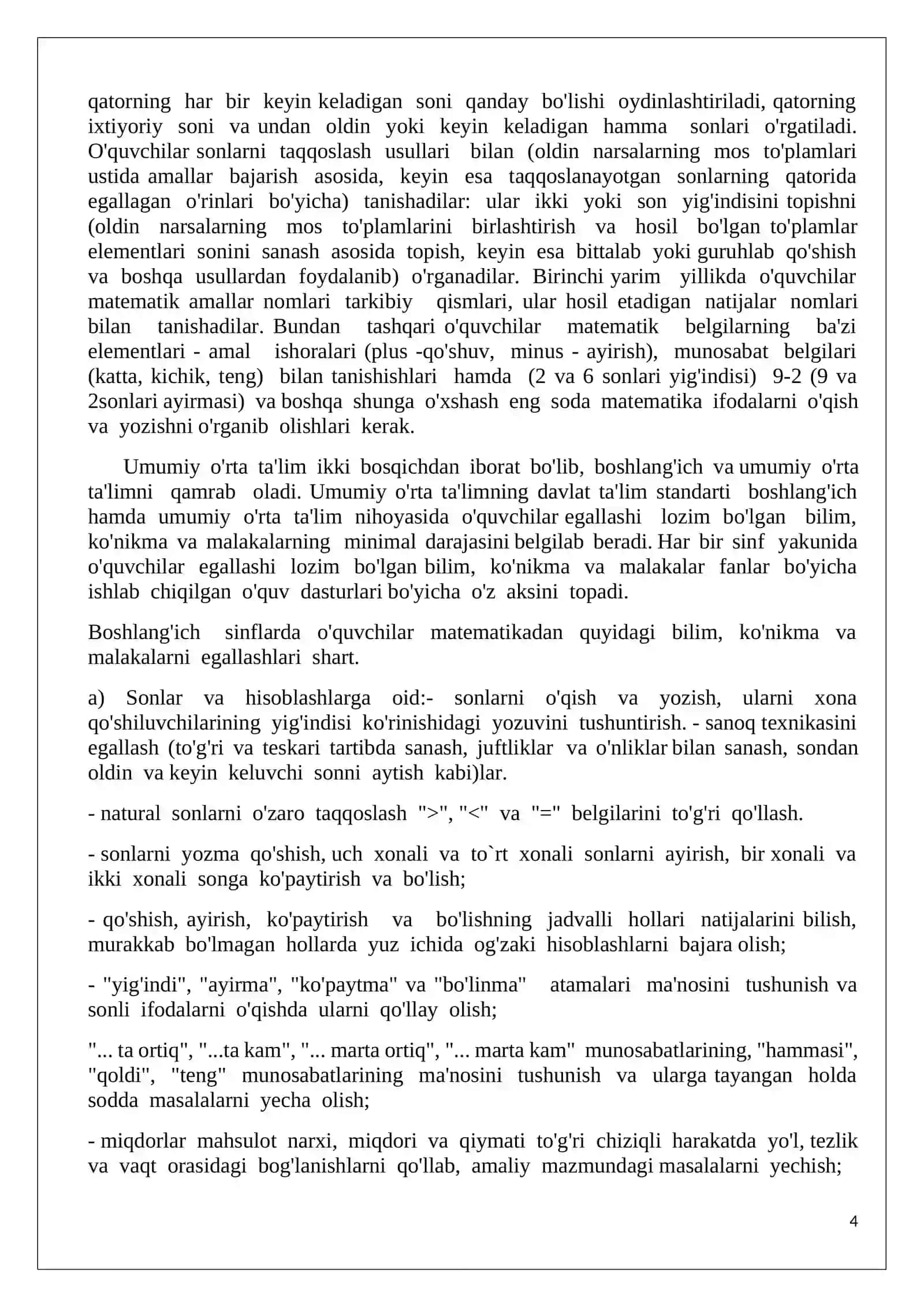 Matematik tasavvurlarni shakllantirish nazariyasi va texnologiyalari 4