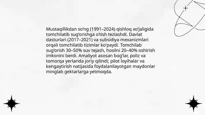 Mustaqillik yillarida irrigatsiya sohasida islohotlar 4