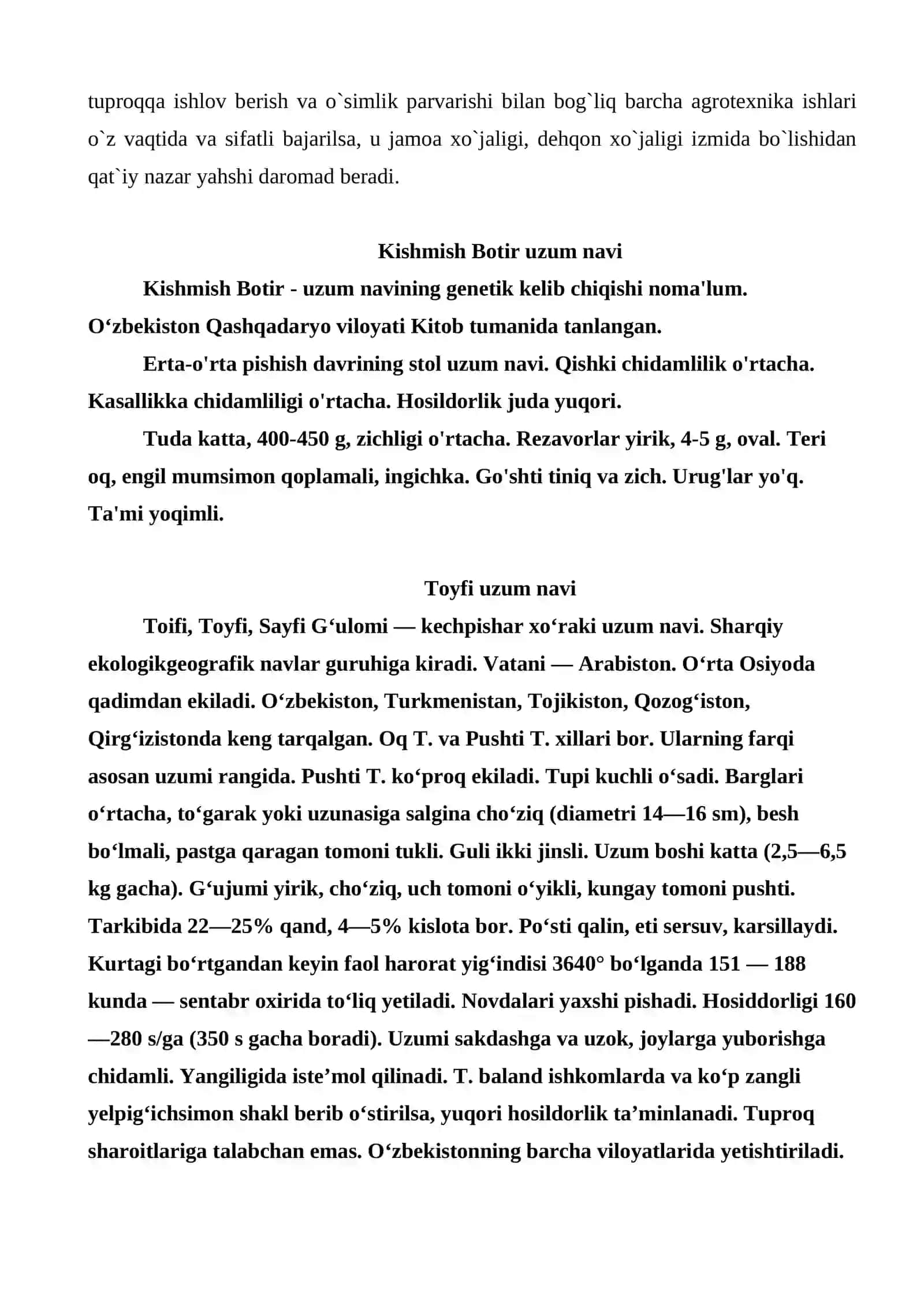 Kishmish Botir va Toyfi uzum navlarini yetishtirish texnologiya. 4