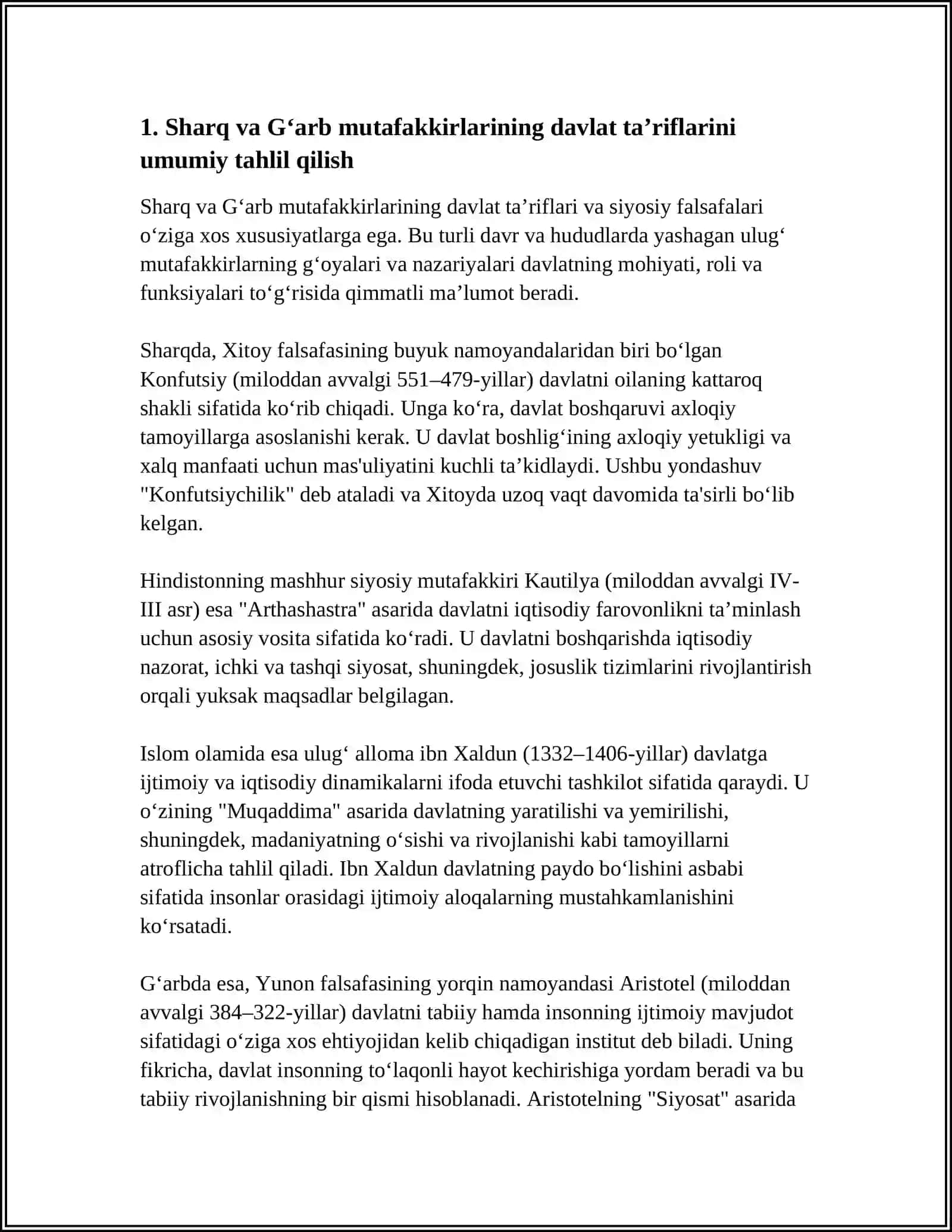 DAVLATNING PAYDO BOʻLISHIGA OID SHARQ VA GʻARB MUTAFAKKIRLARI TAʼRIFLARINI TASNIFLASHGA ULAR BOʻYICHA PREZENTATSIYA TAYYORLASH 4