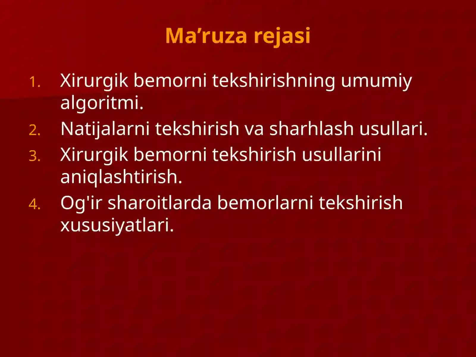 XIRURGIK BEMORLARNI TEKSHIRISH 4