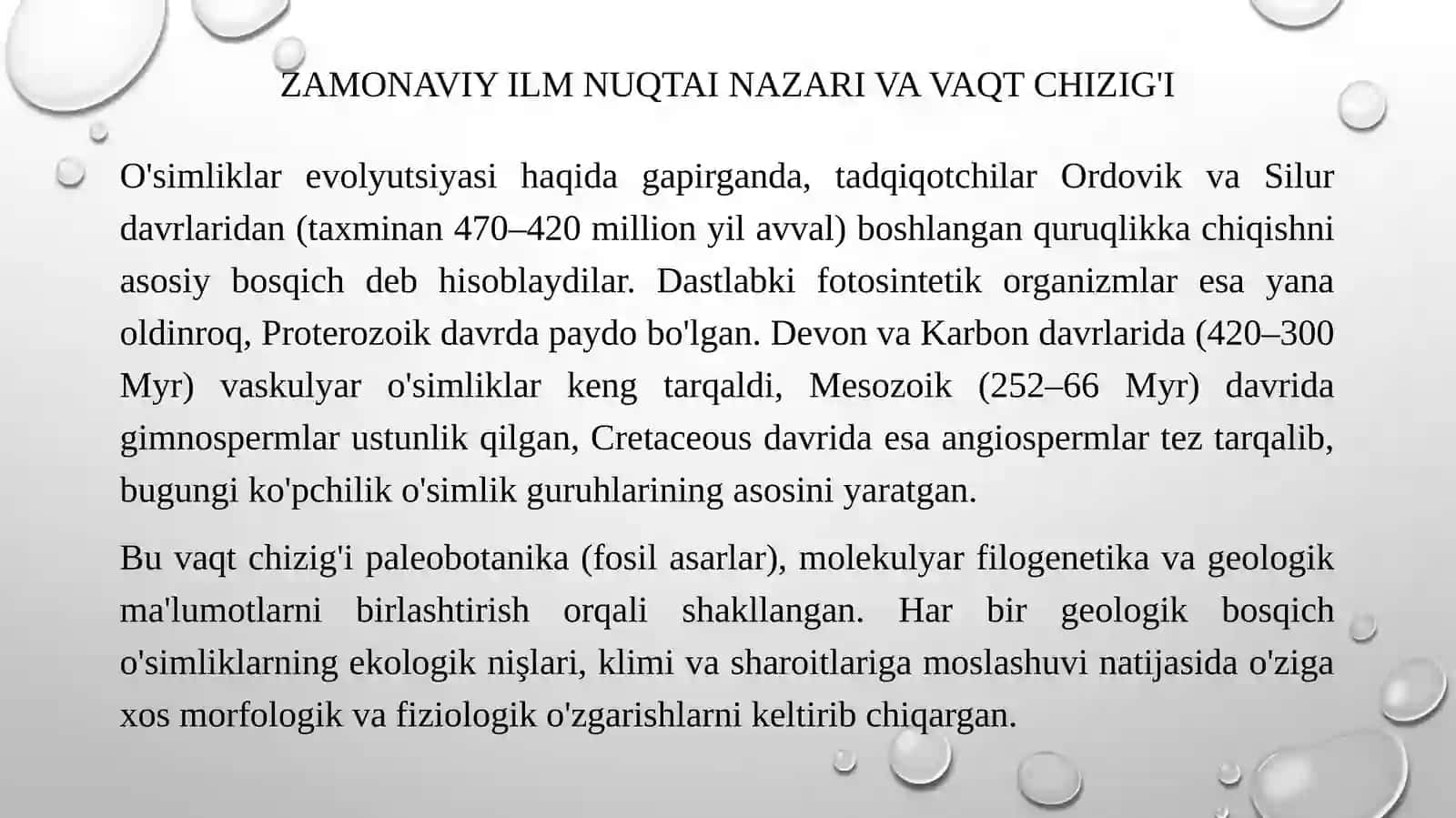 O'simliklar evolyutsiyasining bosqichlar 4