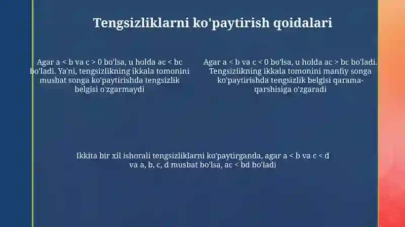 Tengsizliklarni qoʻshish va koʻpaytirish 4