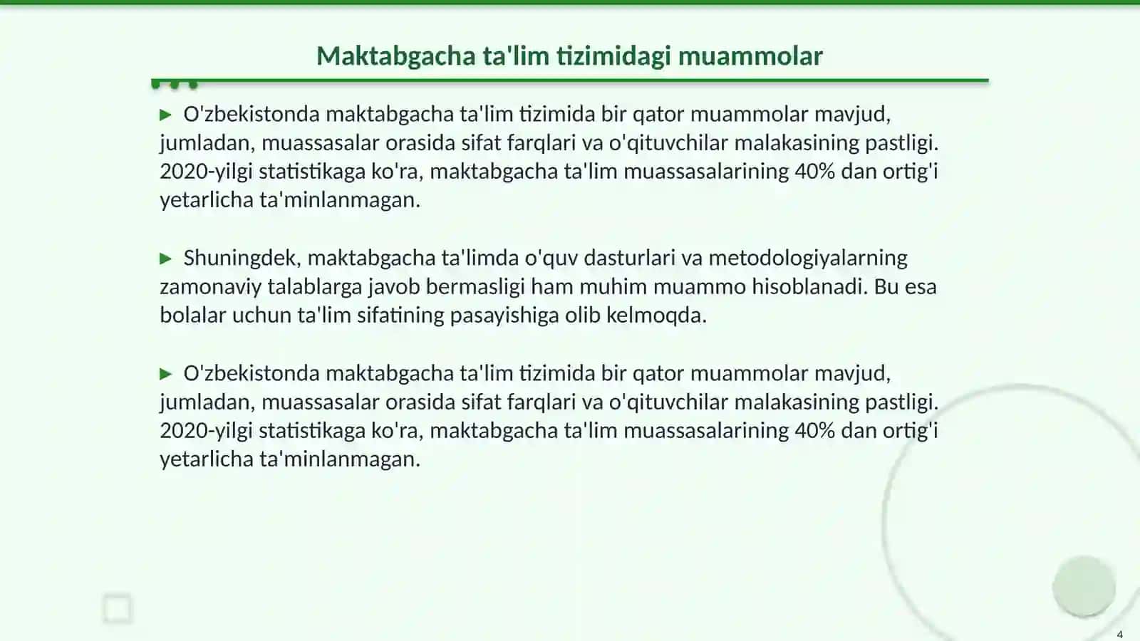 Maktabgacha ta'limni rivojlanteish va moliyaviy ta'minlash usullari 4