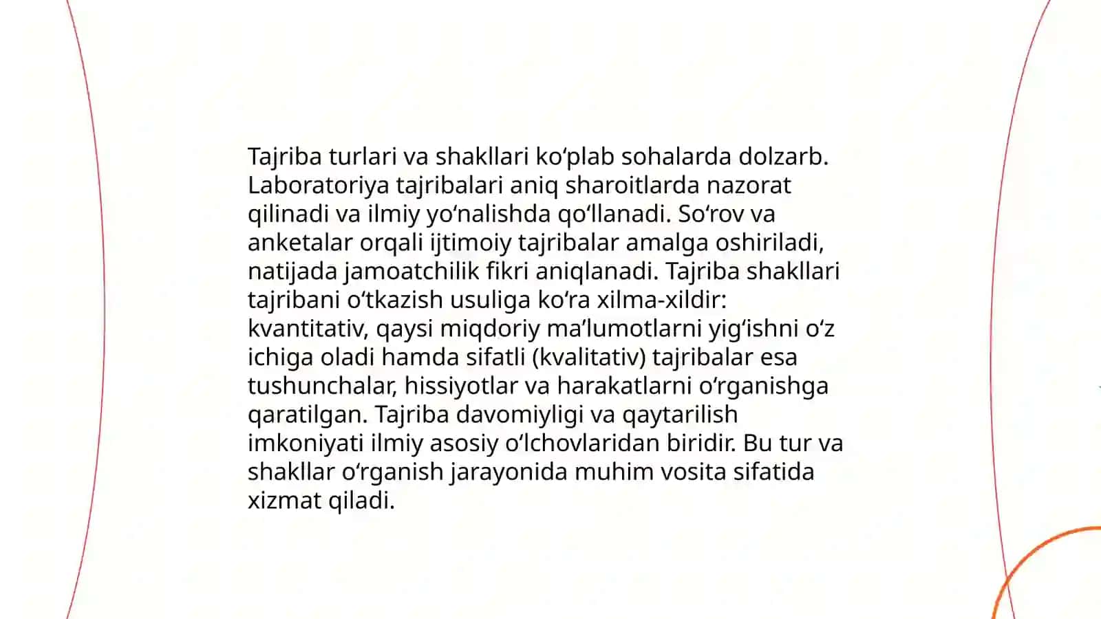 Tajribaning asosiy turlari haqida ma'lumot toʻplash 4