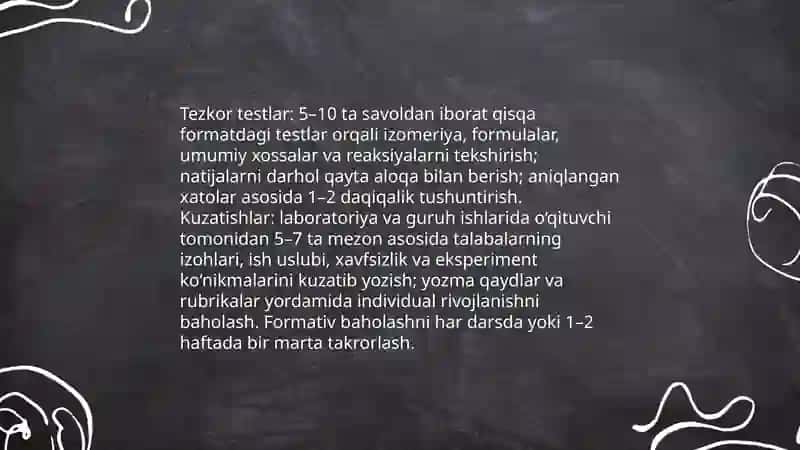 Alkanlar mavzusini oʻqitishda Assesment metodidan foydalanish 4