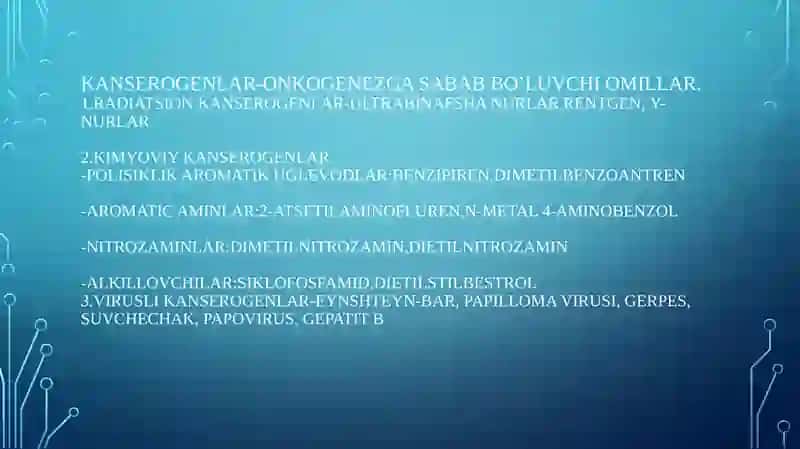 Tamakidagi benzapirenni o'pkada neoplastik jarayonlar rivojlanishidagi ahamiyati 4