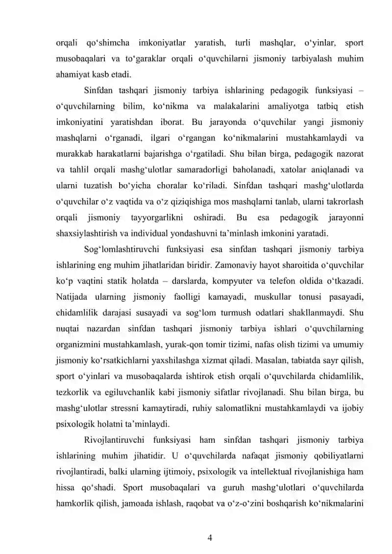 Sinfdan tashqari jismoniy tarbiya ishlari 4