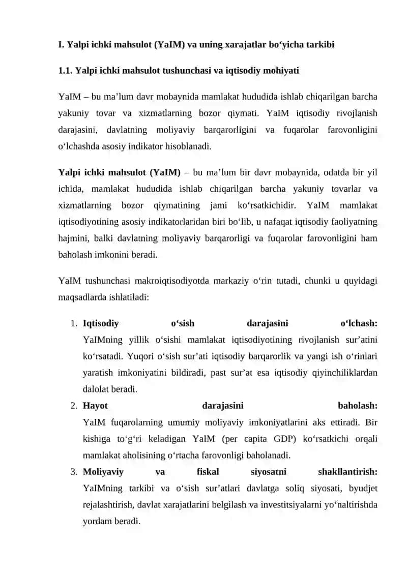 O‘ZBEKISTON RESPUBLIKASI ICHKI MAHSULOTINING XARAJATLAR BO‘YICHA TARKIBI TAHLILI 4