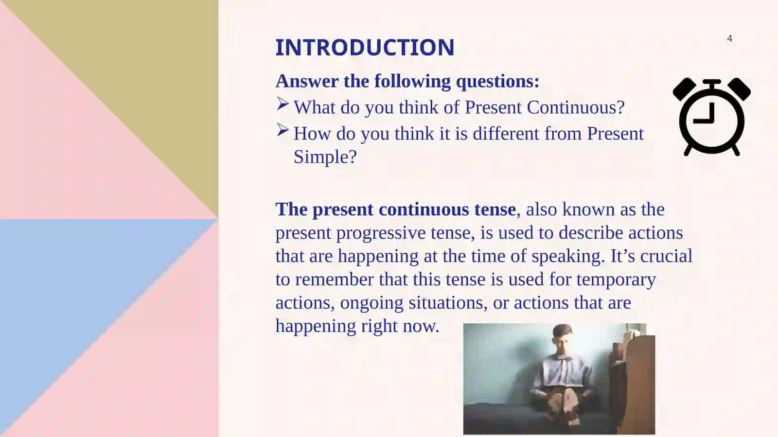 Lesson planon the theme: “present continuous” 4