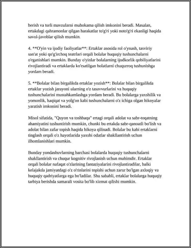 MAKTABGACHA YOSHDAGI BOLALARGA ERTAKLAR ASOSIDA HUQUQIY TARBIYA BERISH 4