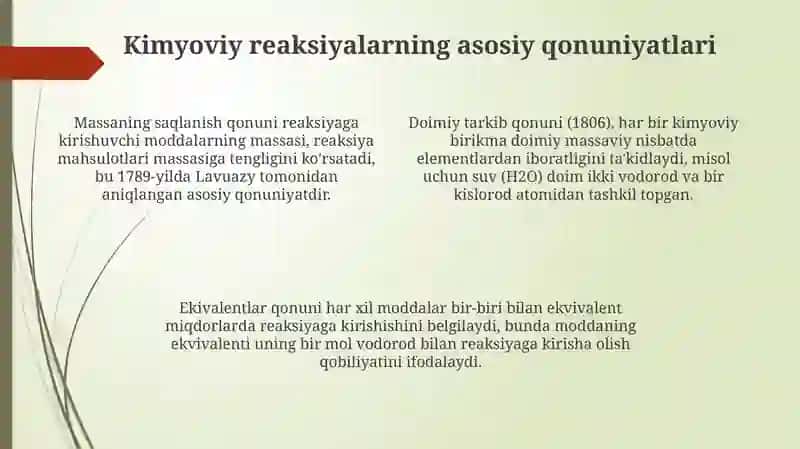 Umumiy kimyoning rivojlanishiga olimlarning qoʻshgan hissalari 4