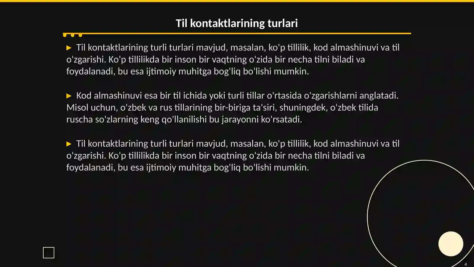 Til kontaktlari sotsiolingvistikaning bosh masalasi sifatida 4