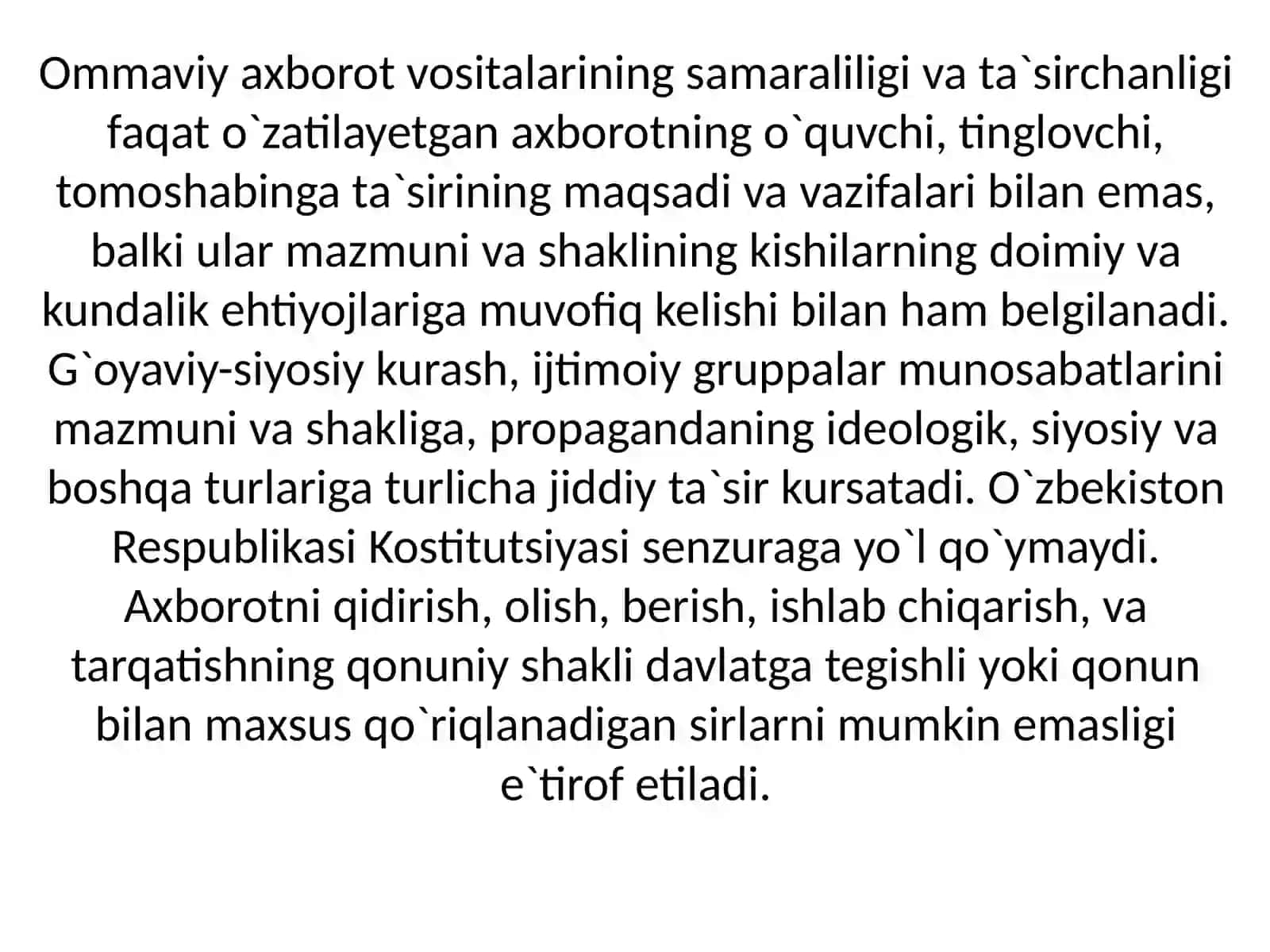 Ommaviy axborot vositalari va ular faoliyatining konstitutsiyaviy-huquqiy tartibga solinishi 4