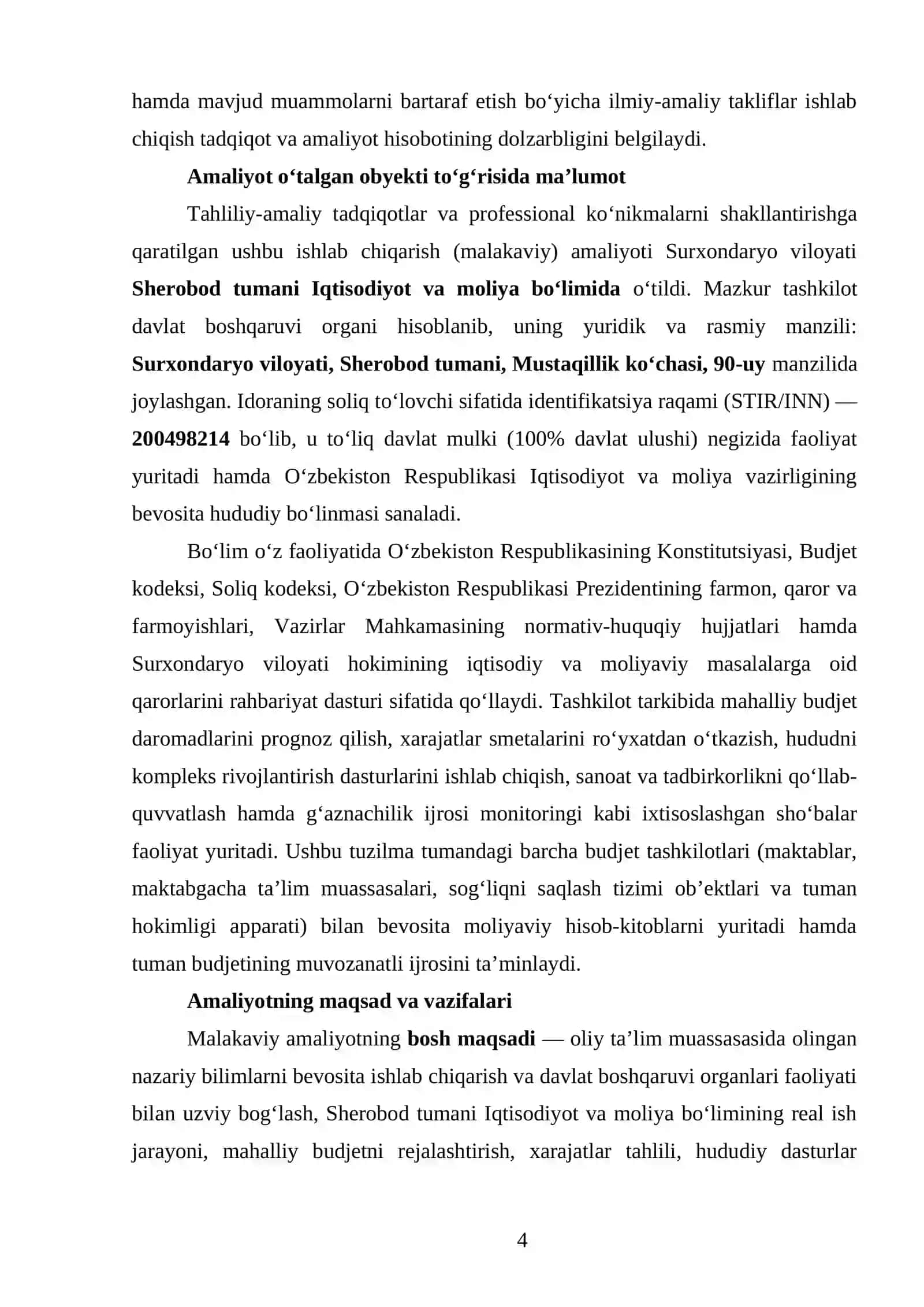 Surxondaryo vil. Sherobod tumani Iqtisodiyot va Moliya boʻlimi 4