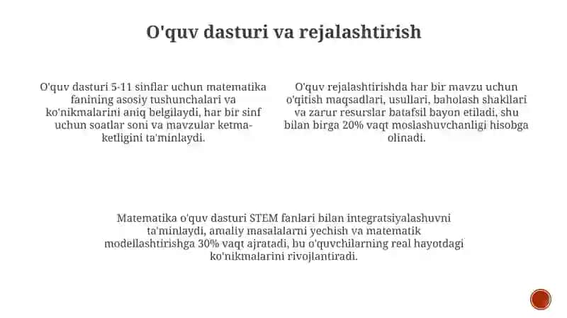 Matematikaga ixtisoslashgan sinflar o'qitishni tashkil etish 4