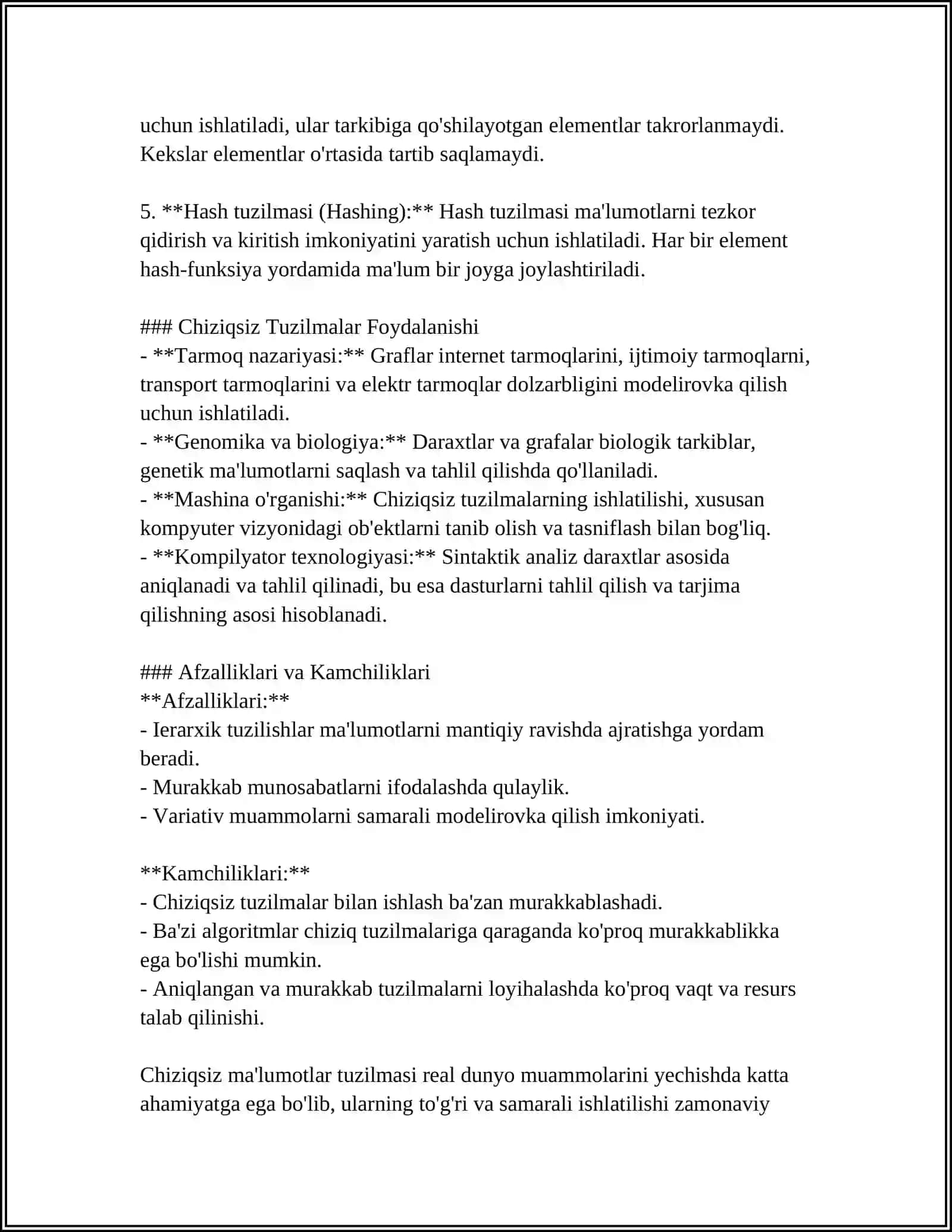 CHIZIQSIZ MALUMOTLAR TUZILMASI 4