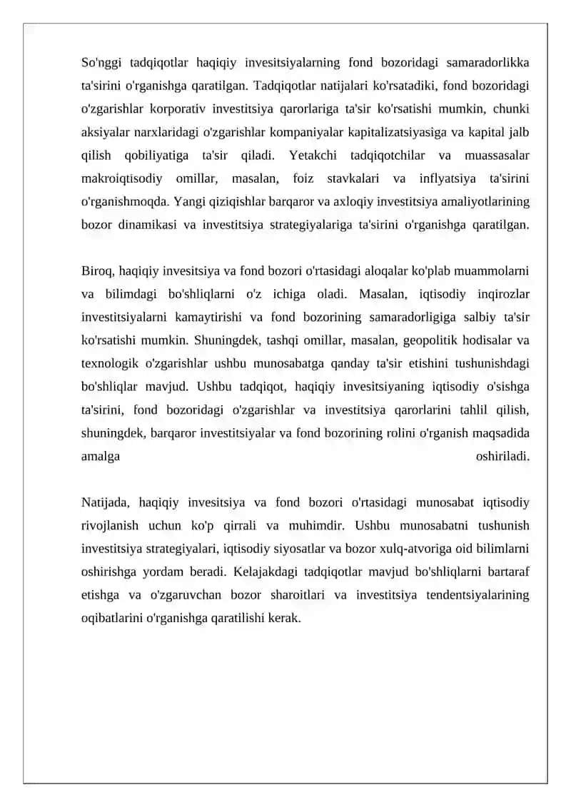 Haqiqiy Invesitsiya va Fond Bozori 4