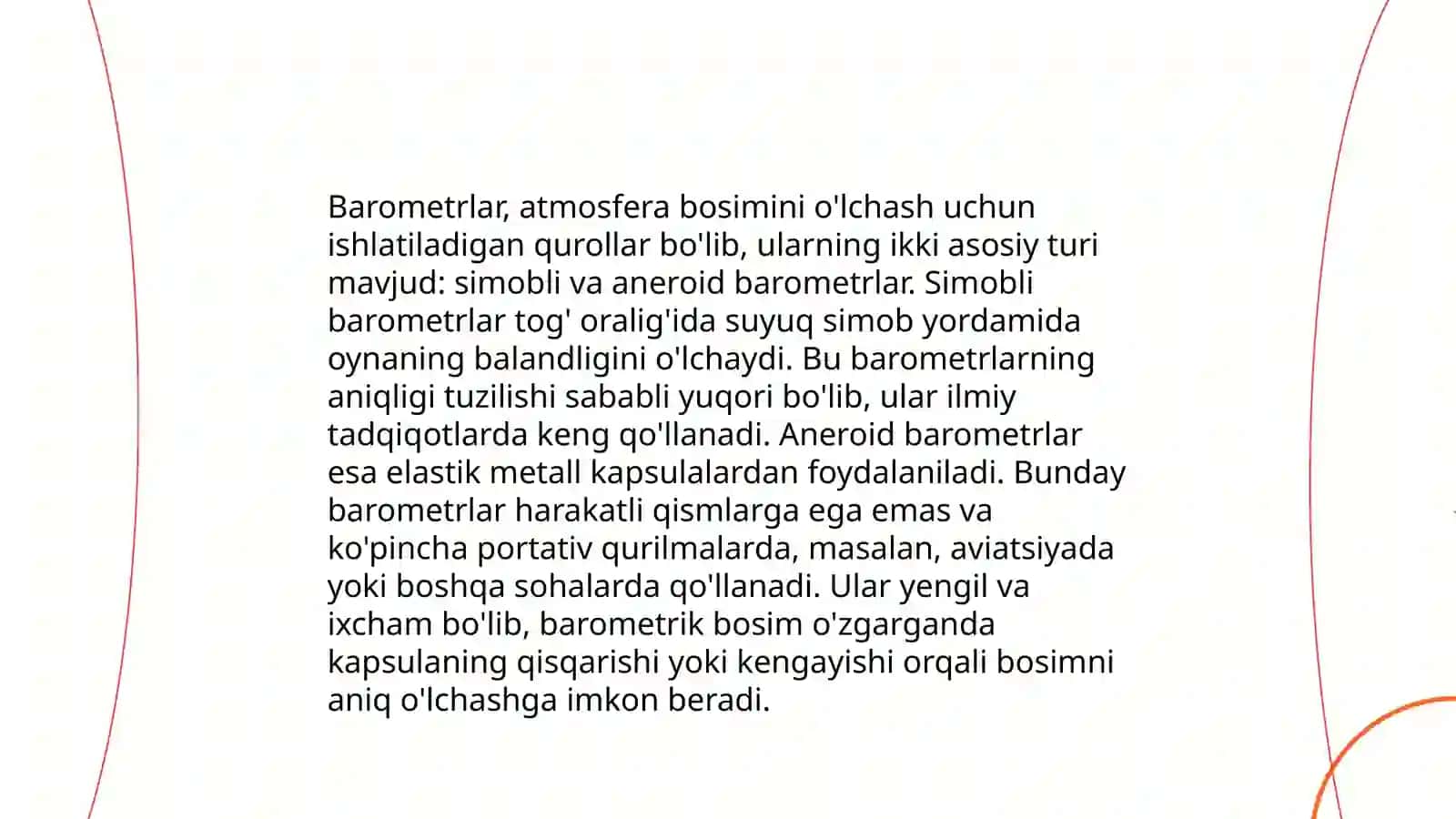 Atmosfera bosimini oʼlchovchi asboblarning ishlash prinsipi 4