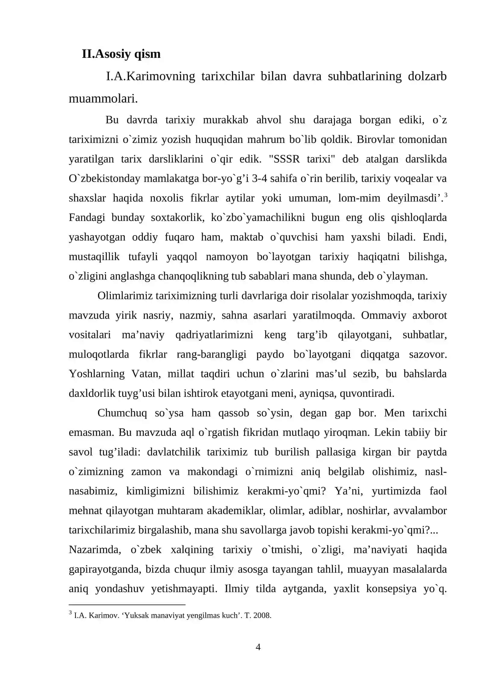 Islom Abdug’aniyevich Karimovning Tarixiy xotirasiz kelajak yo’q asarining tarixiy ahamiyati 4