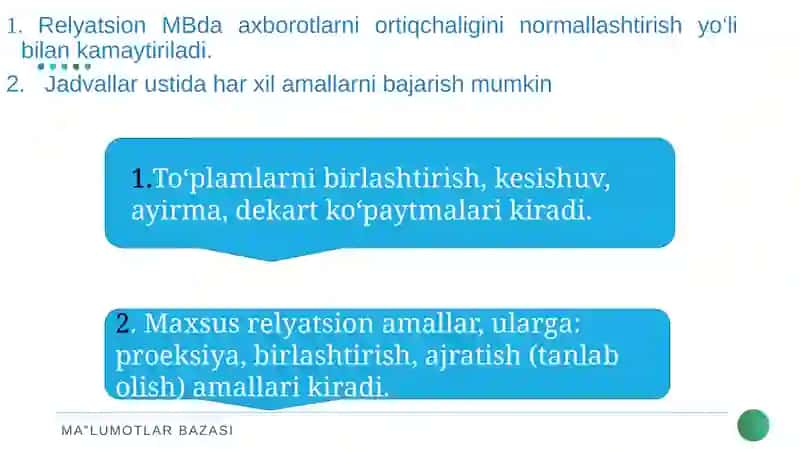 Relyatsion Algebra va Relyatsion Hisoblash Elementlari 4