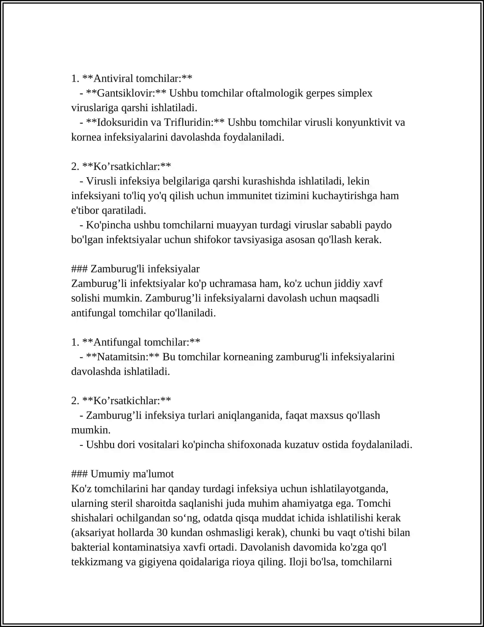KÒZ KASALLIKLARINI DAVOLASHDA ISHLATILADIGAN KÒZ TOMCHILARI DAMLAMALAR VA SURTMALAR 4