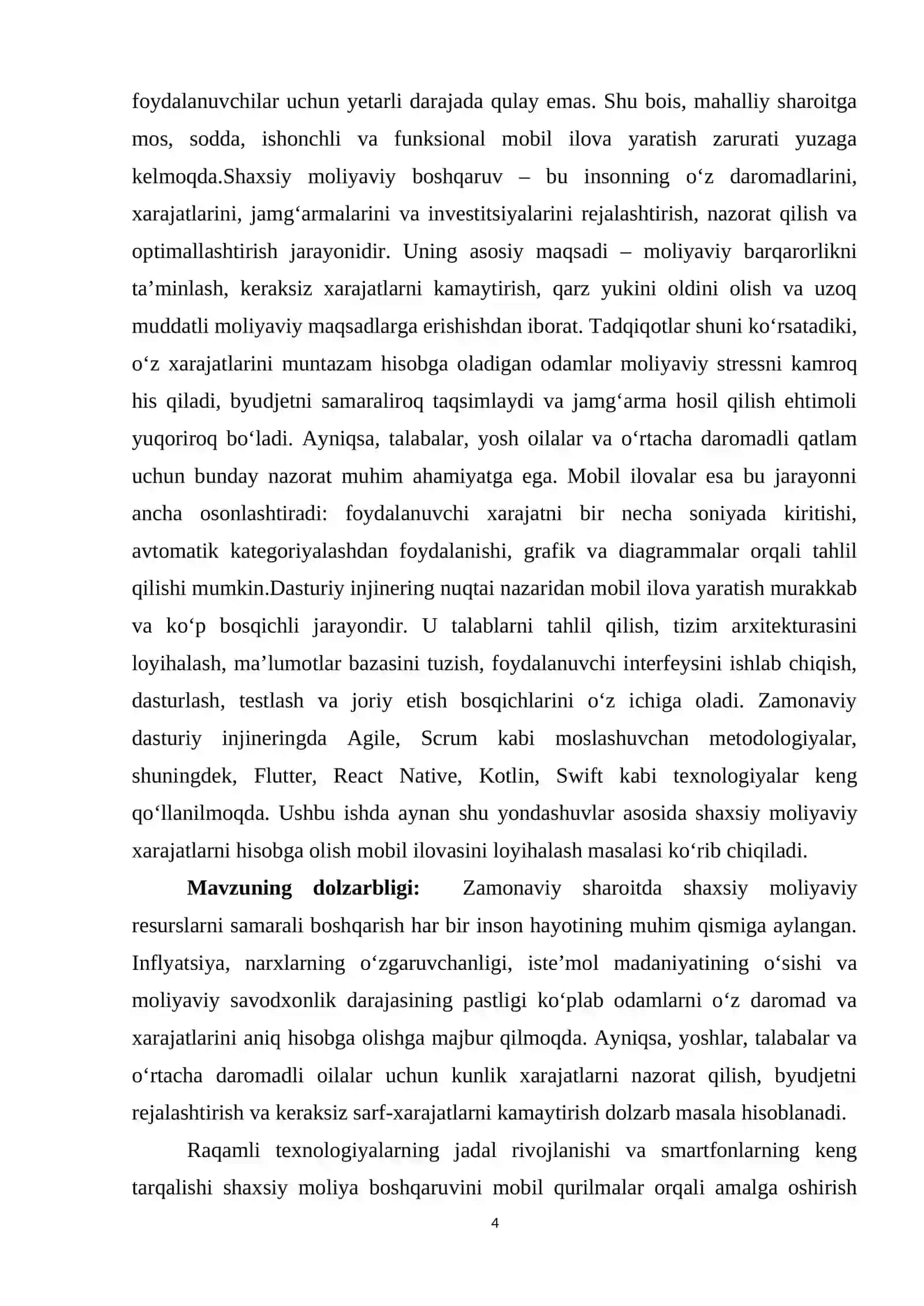 SHAXSIY MOLIYAVIY XARAJATLARNI HISOBGA OLISH MOBIL ILOVASINI YARATISH 4