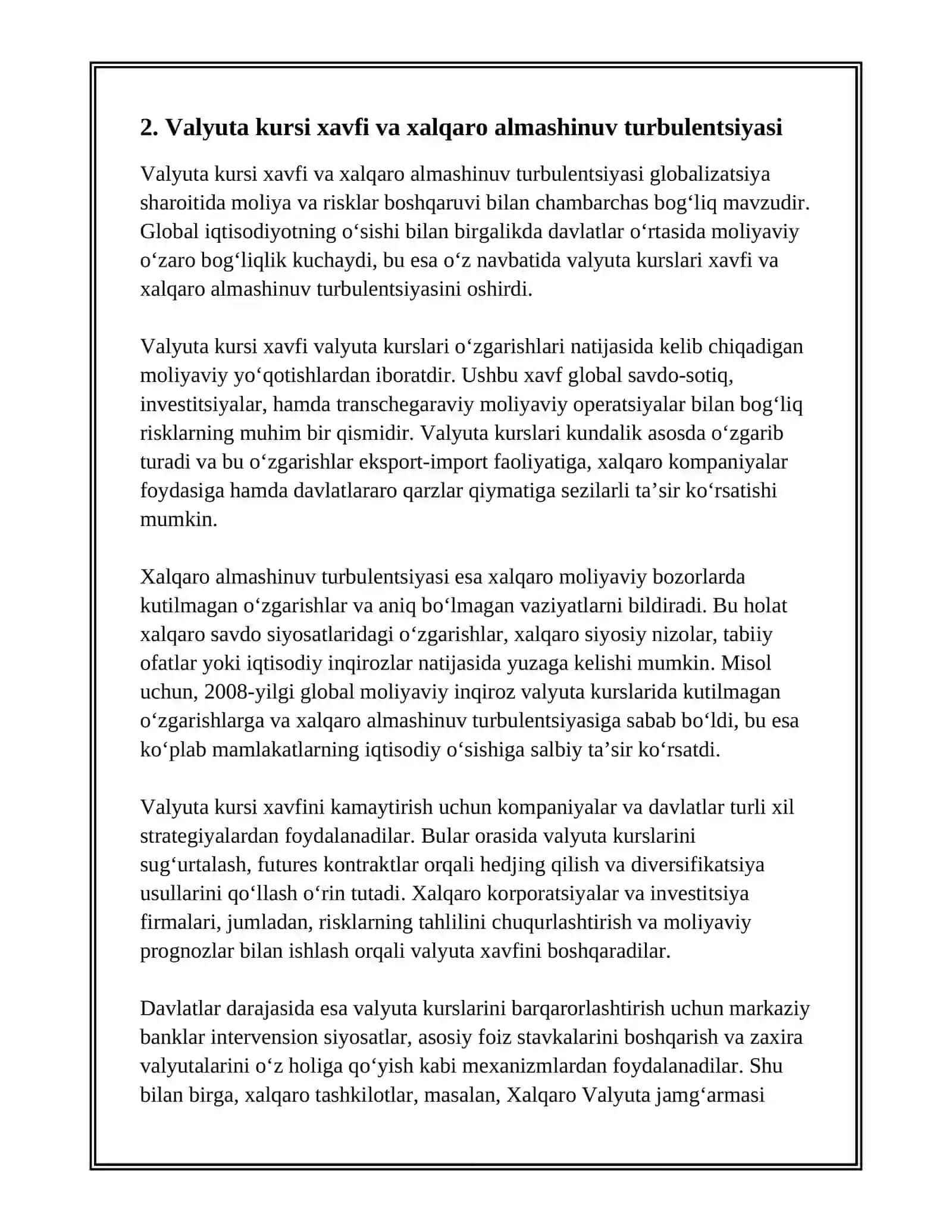 GLOBALLASHUV SHAROITIDA MOLIYA VA RISKLAR 4