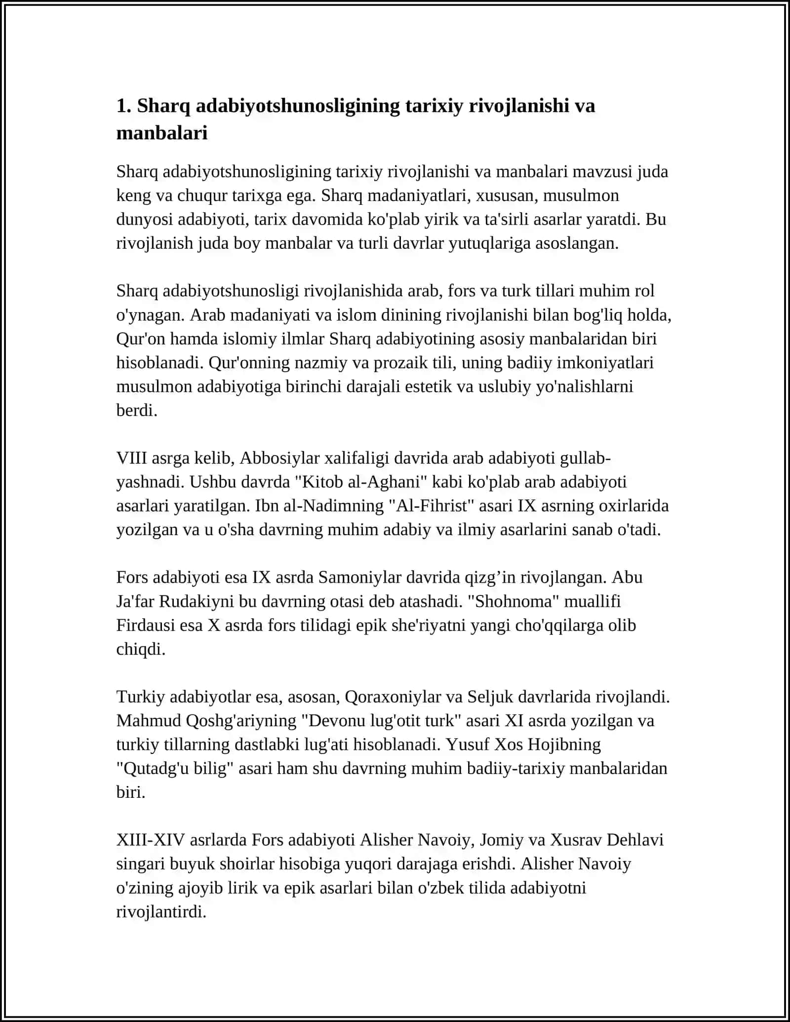 Sharq adabiyotshunosligining tarixiy rivojlanishi va manbalari 4
