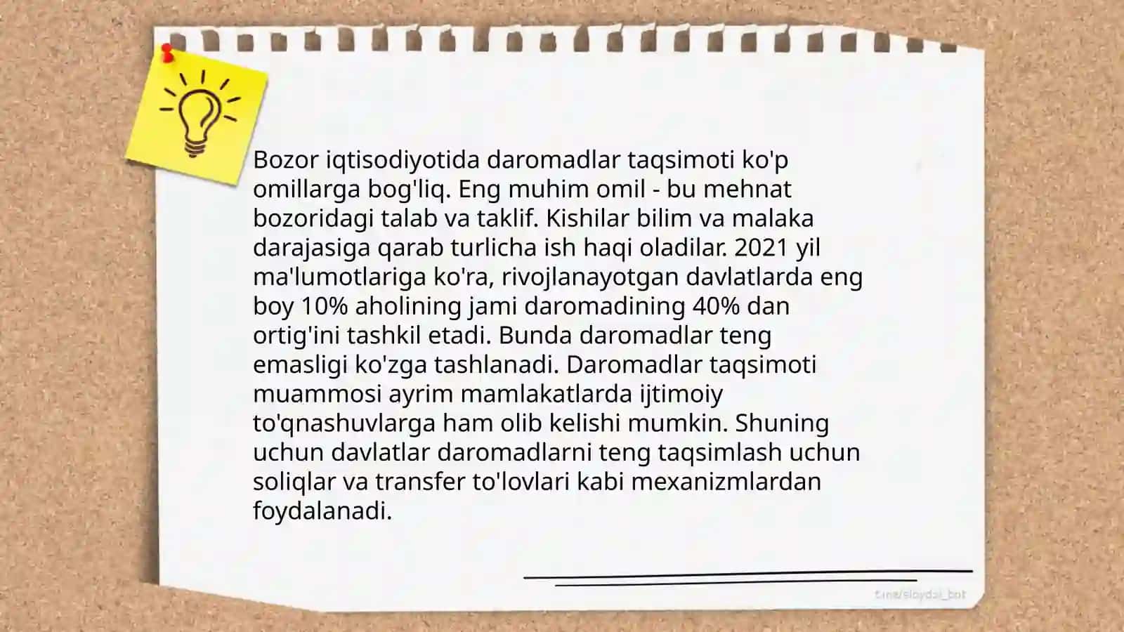 Bozor iqtisodiyoti sharoitda daromadlar tengsizligi 4
