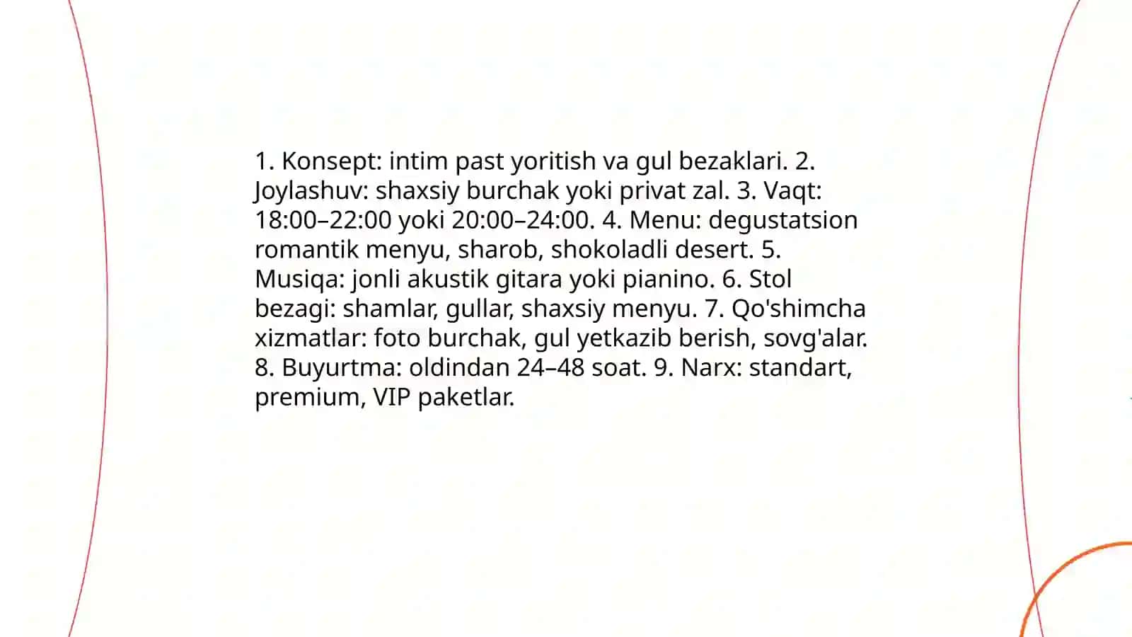 Mehmonxona ovqatlantirish maskanlari uchun tadbir dasturlar 4