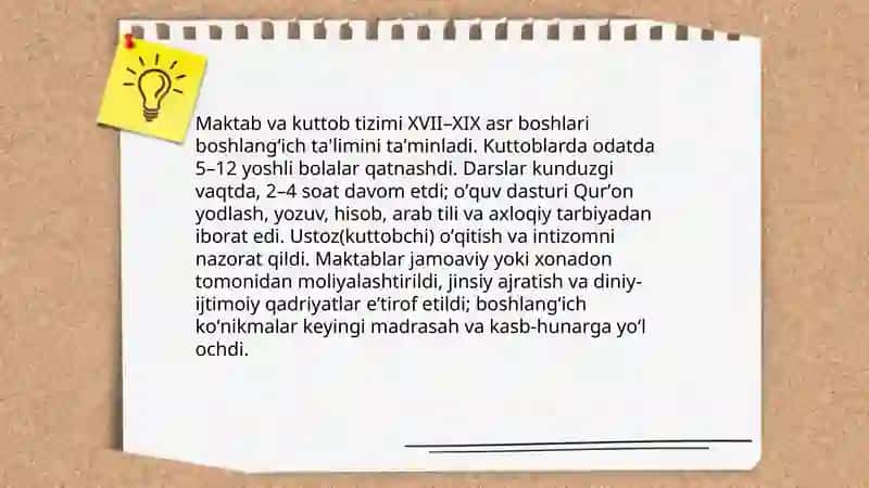 XVII-XIX asrning birinchi yarmida tarbiya, maktab va pedagogik fikrlar 4