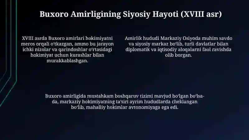 Buxoro Amirligi va Amerika taraqqiyoti (XVIII–XIX asrlar) 4