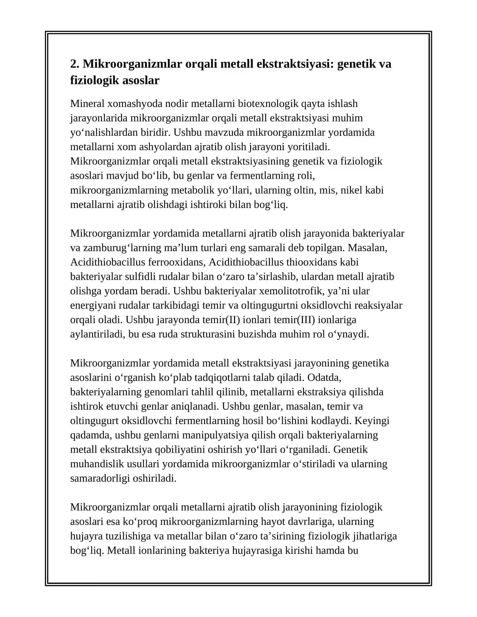 Mineral xomashyodan nodir metallarni bioleyching texnologiyalari 4