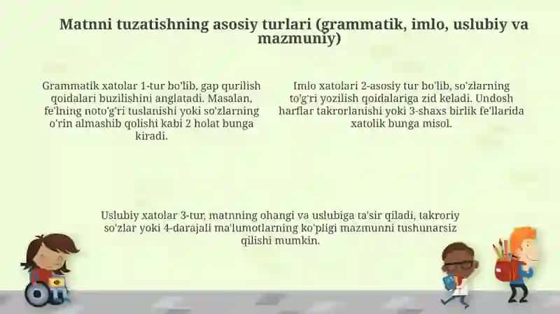 Bolalar adabiyoti namunalari asosida matnni tuzatish usullari 4