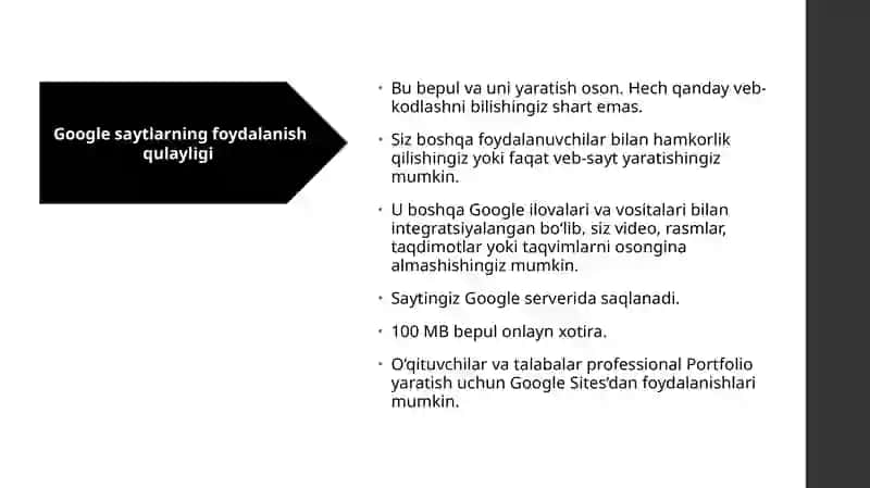 Google Sites bilan veb-sayt yaratish 4