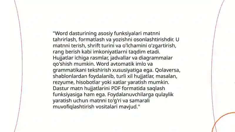 Word dasturi haqida ma'lumotlar 4