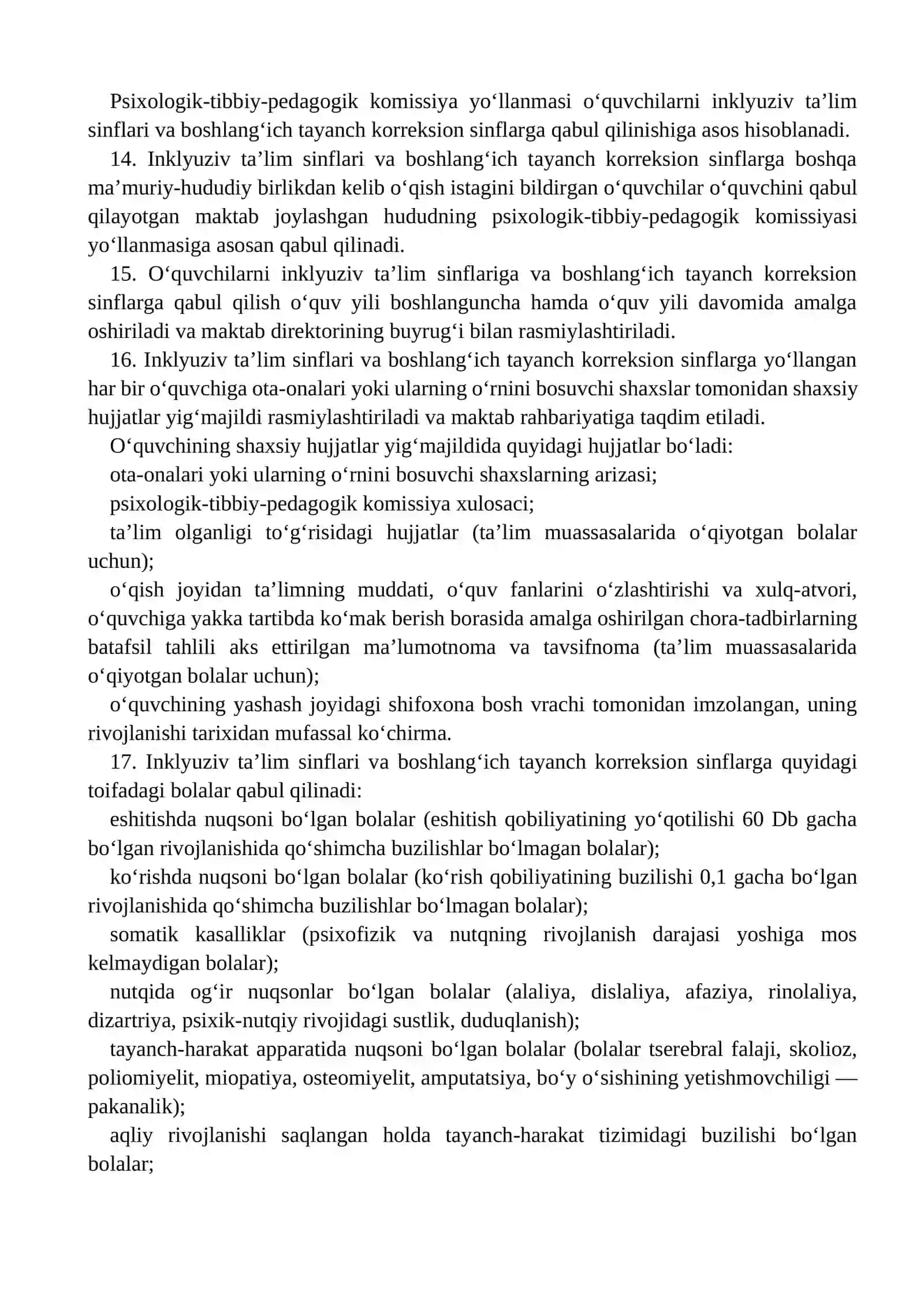 Umumiy o‘rta ta’lim tashkilotlarida inklyuziv ta’limni tashkil etish tartibi to‘g‘risida nizom 4