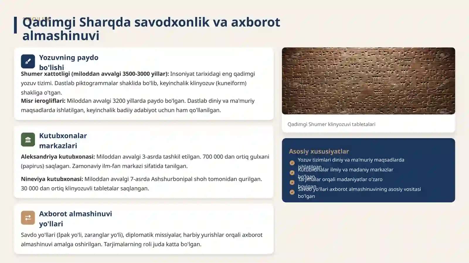 Qadimgi Sharq va G'arbda savodxonlik va axborot almashinuvi 4