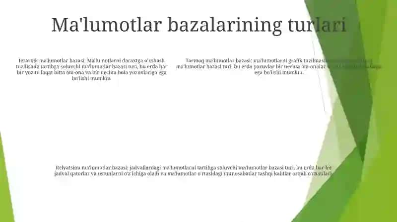 Maumotlar Bazai Va Ularni Boshqarish Tizimlari 4