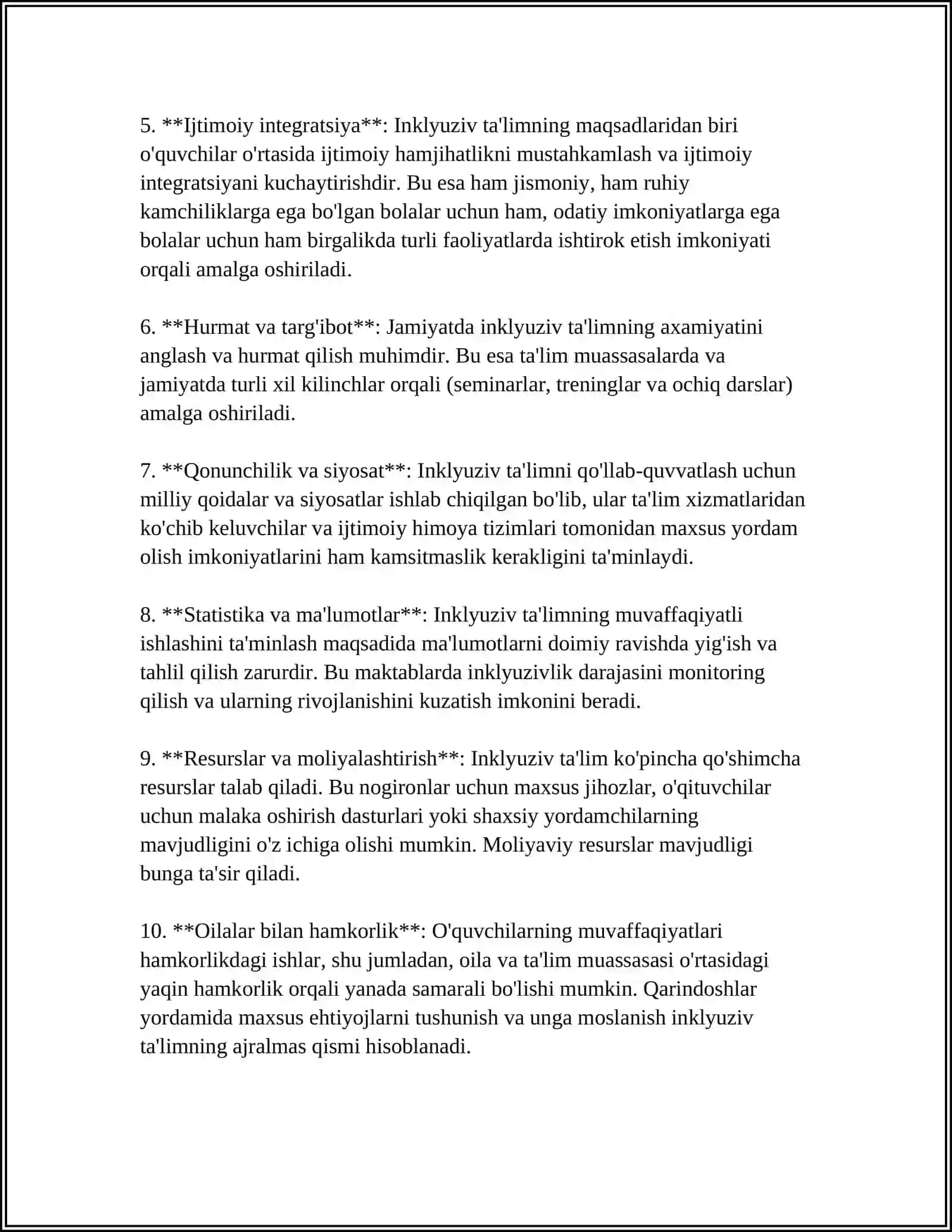 INKLYUZIV VA BIRGALIKDA OʻQITISH: ULARNING ASOSIY FARQLARINI ASOSLASH 4