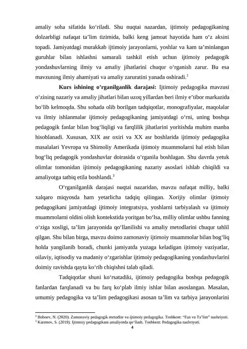Ijtimoiy pedagogikaning boshqa pedagogik fanlardan farqi 4