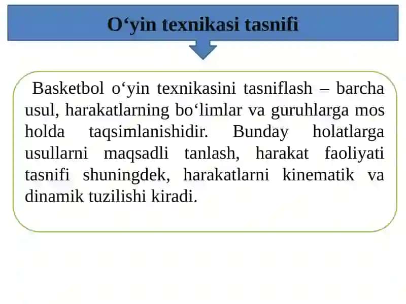 Basketbol o‘yin texnikasi va taktikasining tasnifi 4
